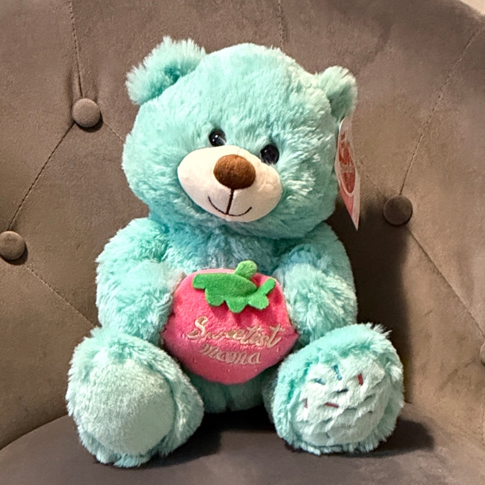 2022 Plush Strawberry Scented Mothers Day Aqua Teddy Bear